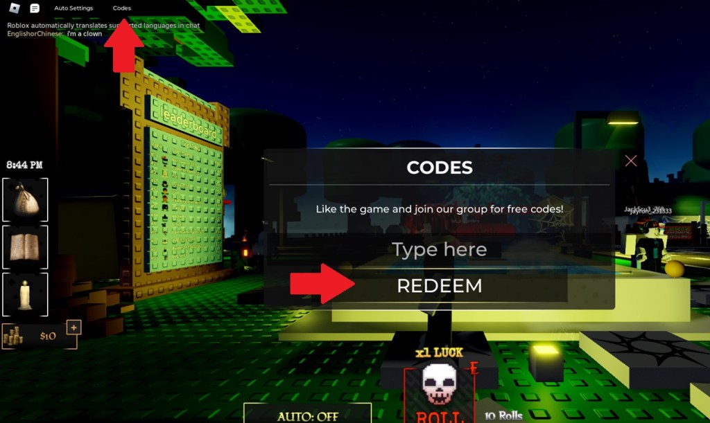 Redeem Horror RNG Codes