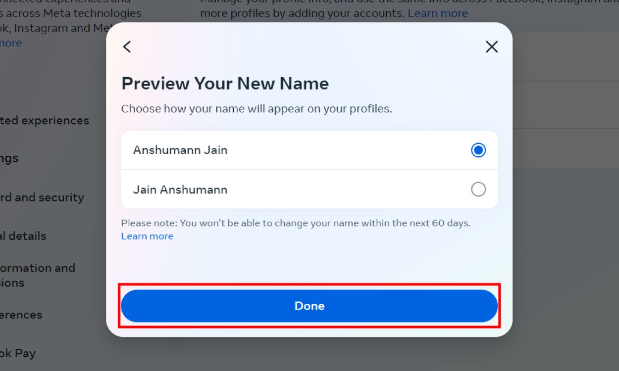 Select Preview Name and Change It