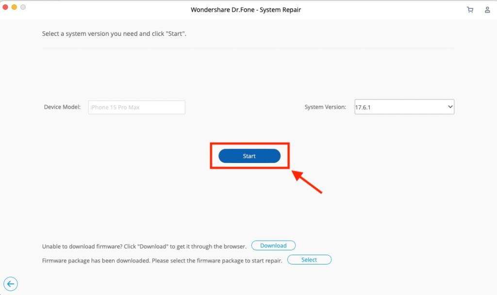 Select a system version for your iPhone model