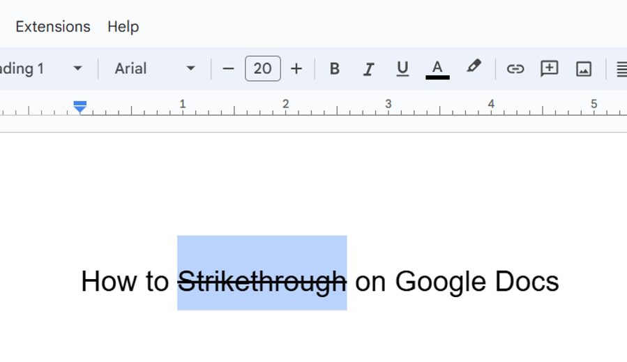 Strikethrough text in Google Docs web