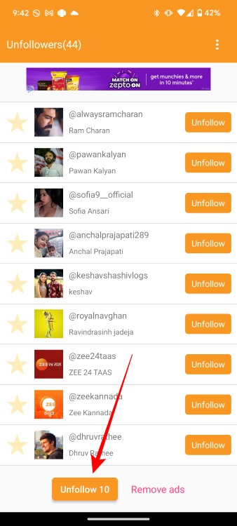 Use Unfollow Users App Android