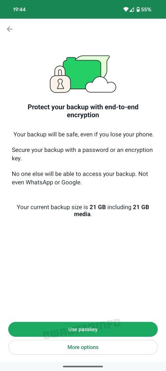 WhatsApp Backup Passkey Security