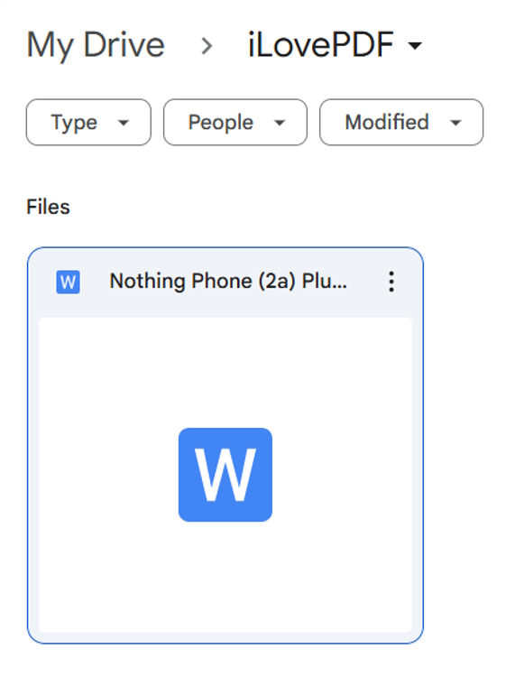 iLovePDF folder in Google Drive