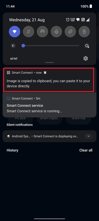 Smart clipboard function Smart Connect app