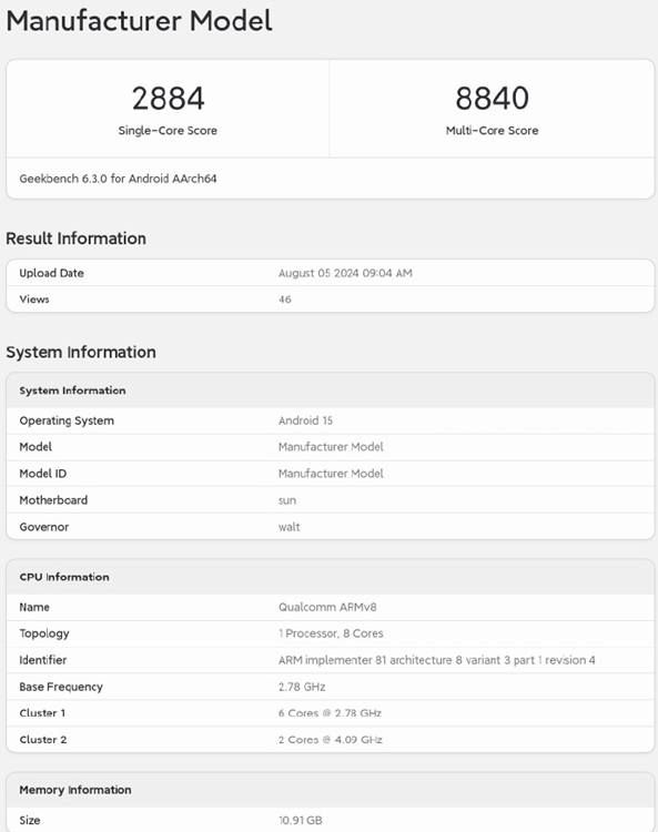 snapdragon 8 gen 4 leaked geekbench score