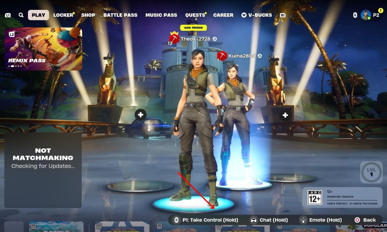 splitscreen lobby fortnite