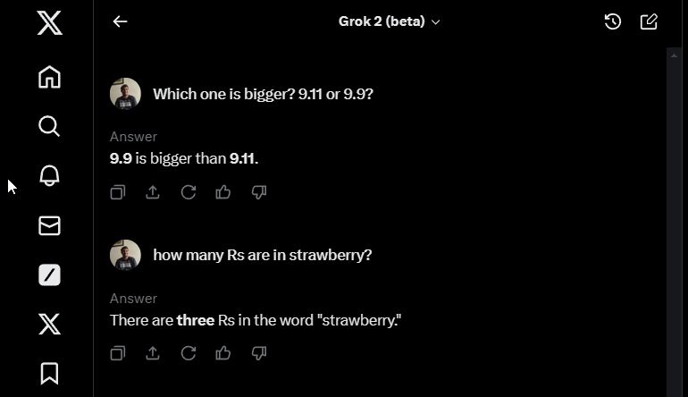 tricky reasoning test on grok 2.0