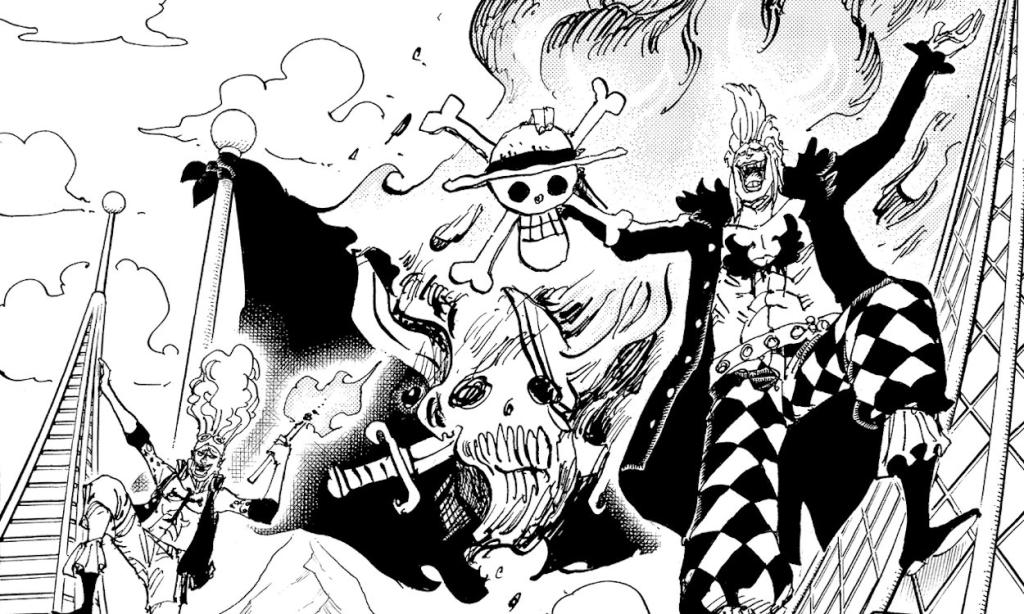 Bartolomeo burns Red Hair Pirates' flag in One Piece