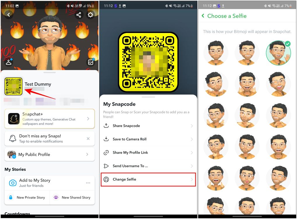 Change Snapchat QR Code Selfie