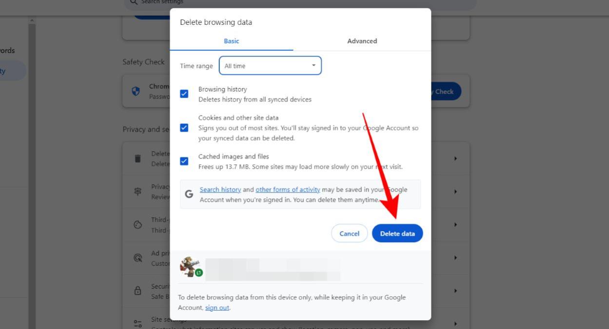 Delete Cache Data