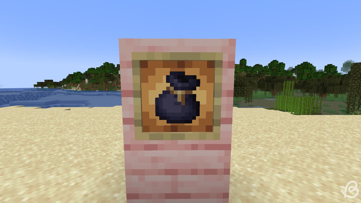 Black bundle in an item frame in Minecraft