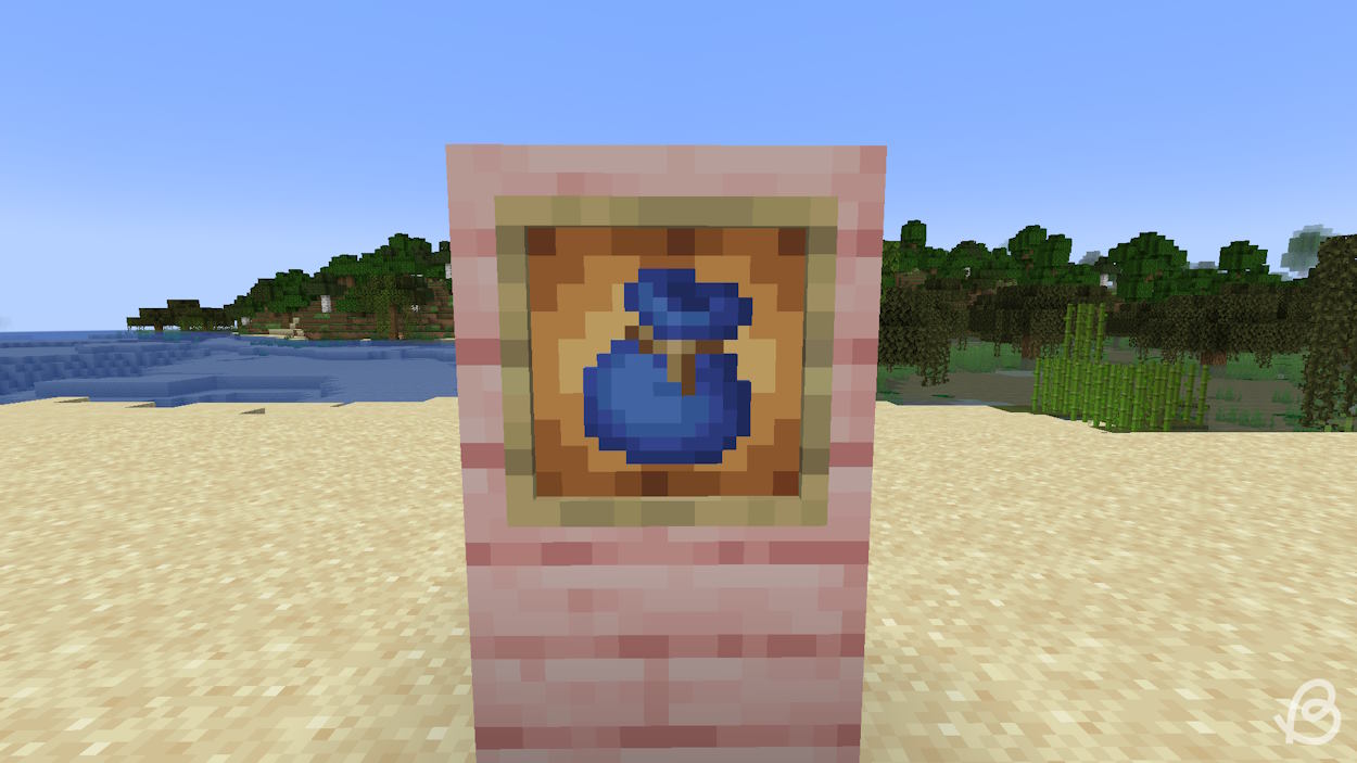 Blue bundle in an item frame