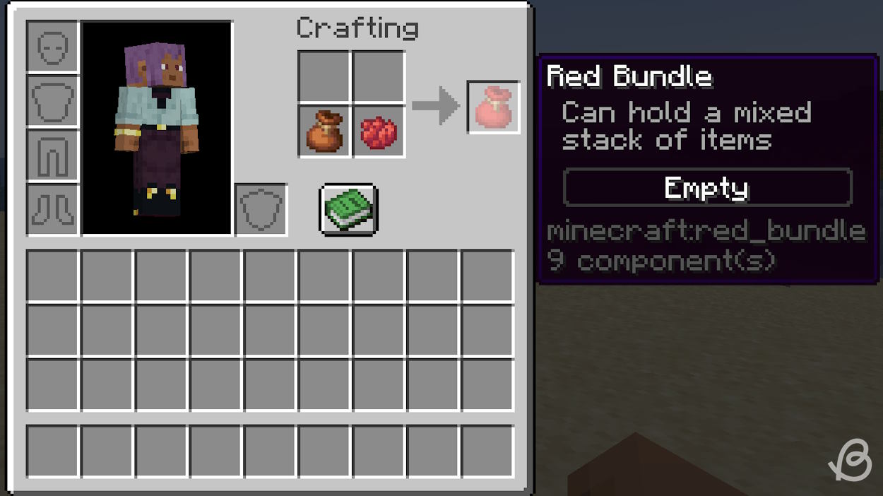 Dying an uncolored bundle in Minecraft