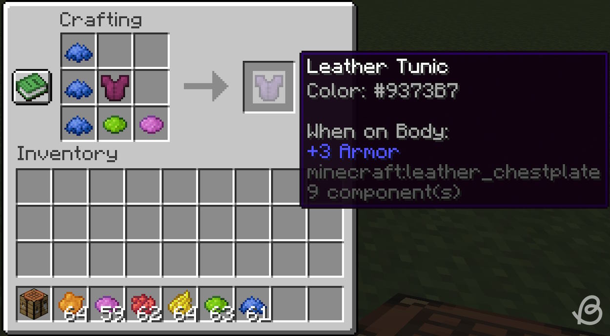 Dying already colored leather armor on Minecraft Java edition