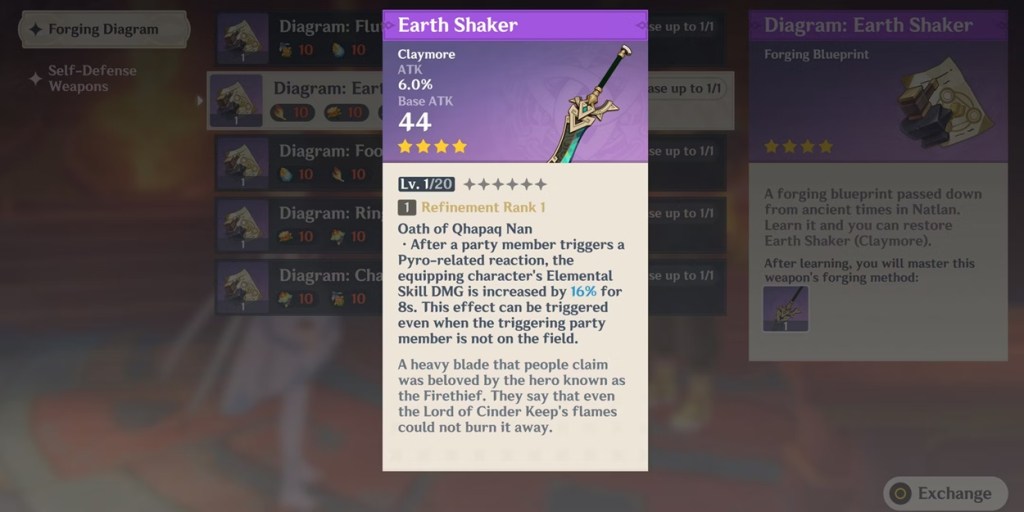 Earth Shaker Claymore Genshin Impact