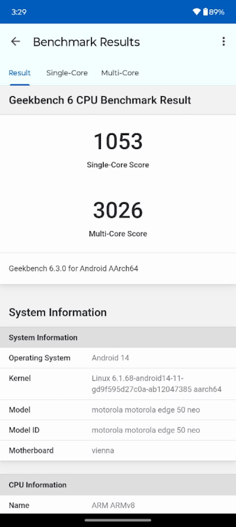 Edge 50 Neo Geekbench