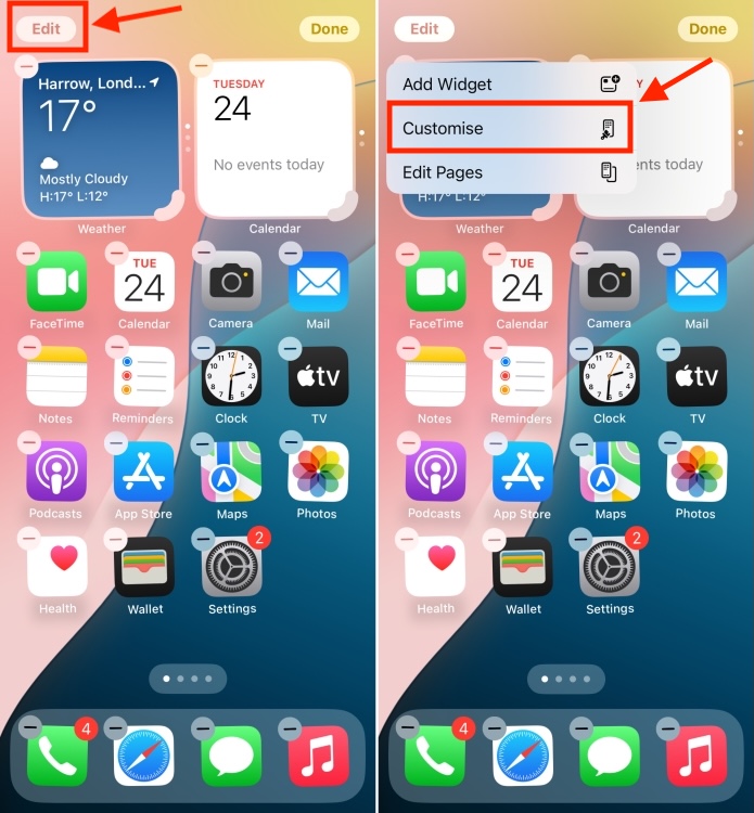 Edit Home Screen iOS 18