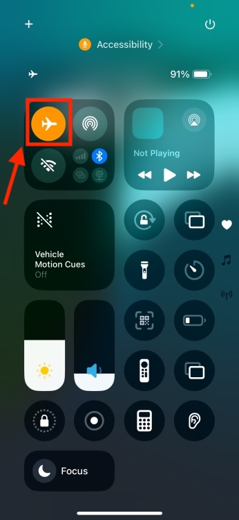 Enable Airplane Mode in Control Center