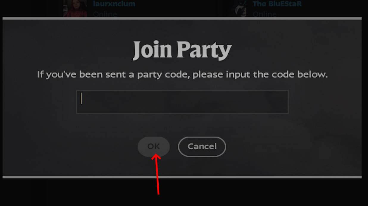 Enter Party code option