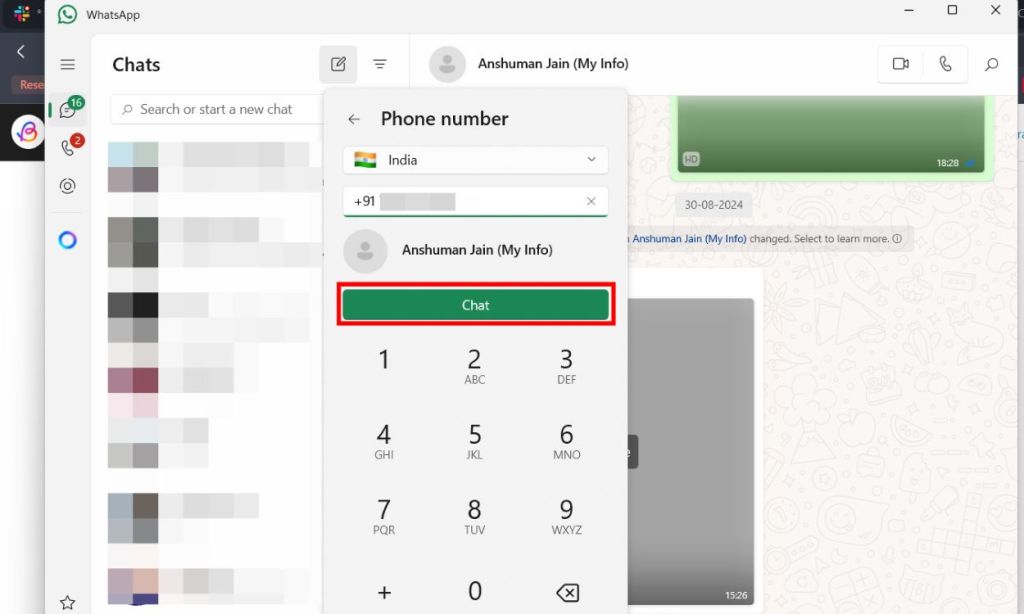 Enter Phone Number to Chat on WhatsApp