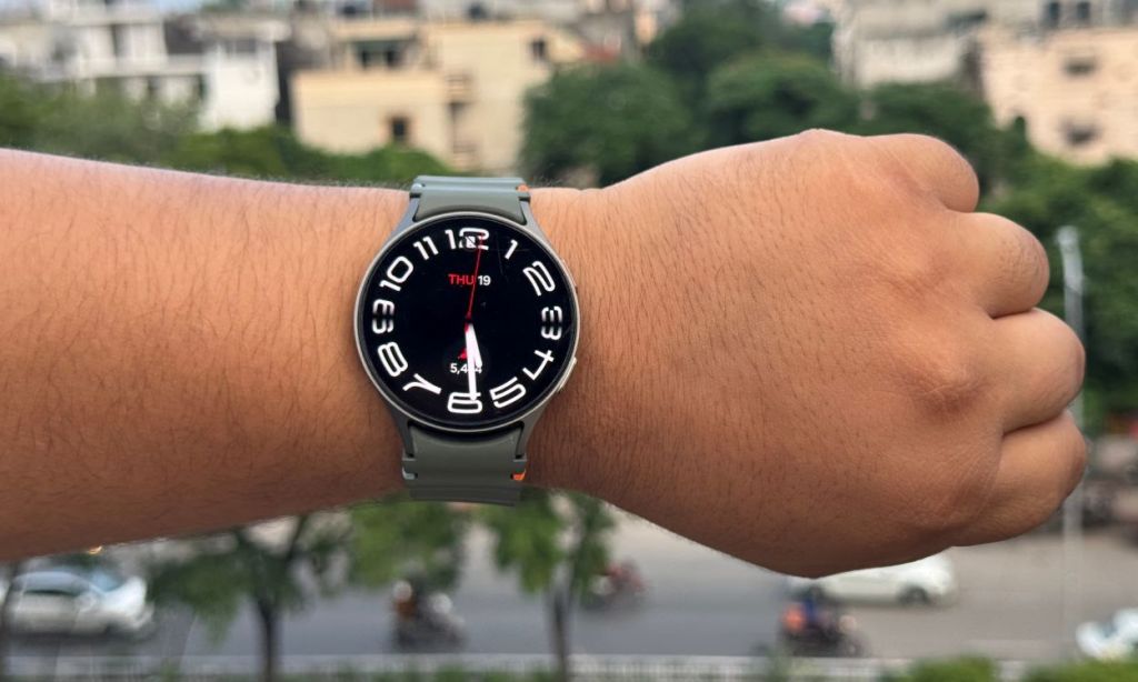 Samsung Galaxy watch 7 worn on a person's left wrist