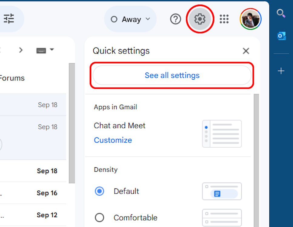 Gmail see all settings