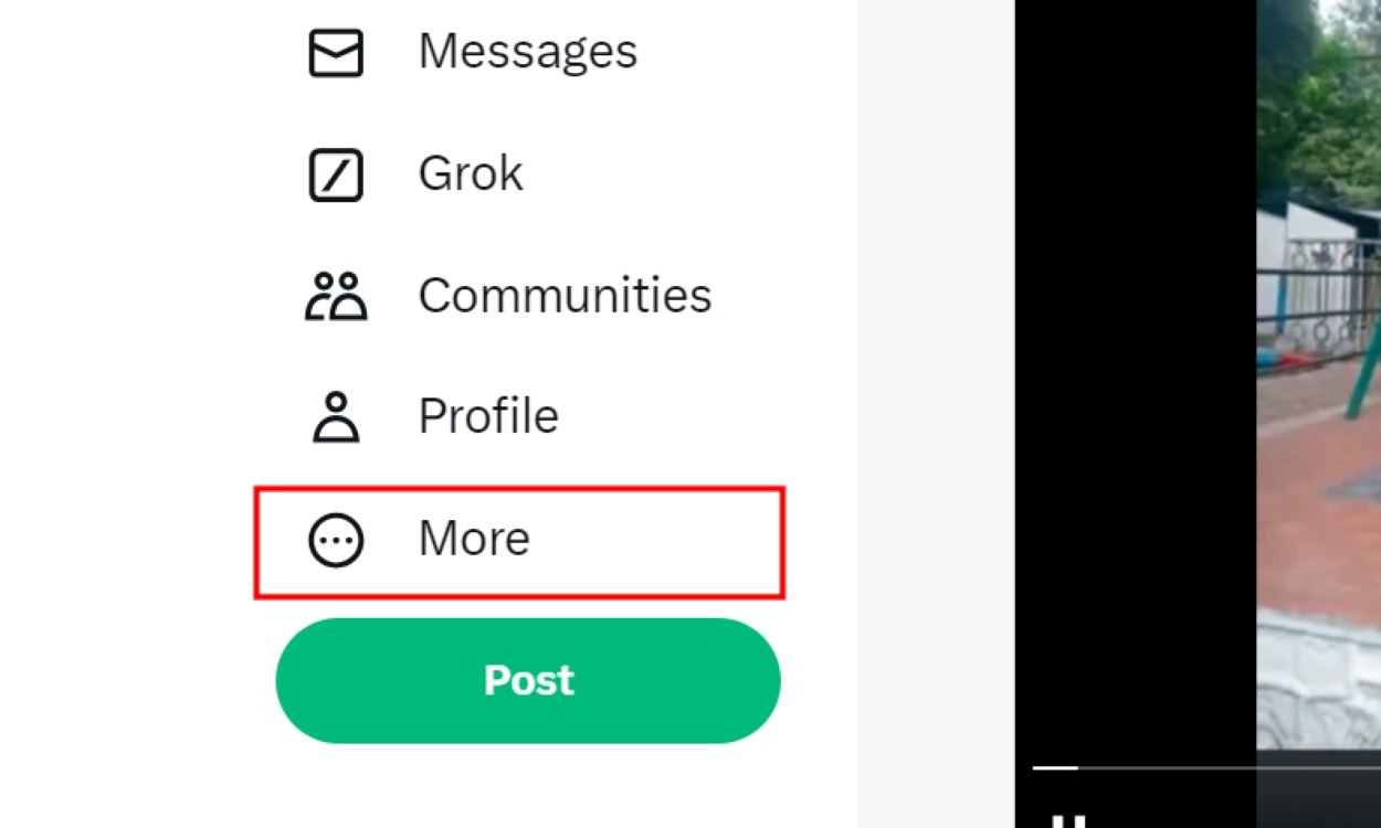 Go to More Settings on X