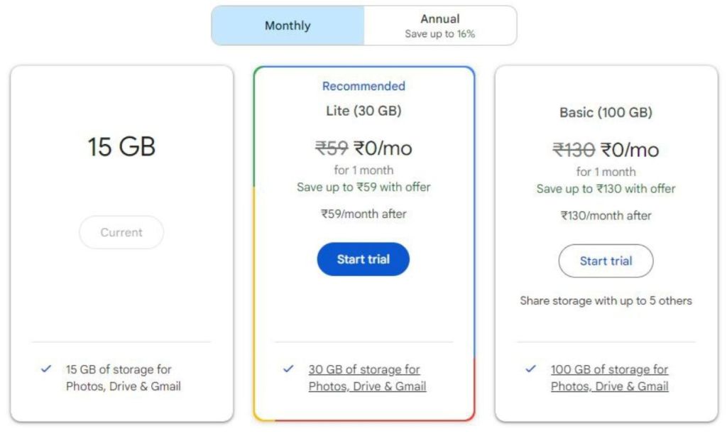 Google One Lite Plan