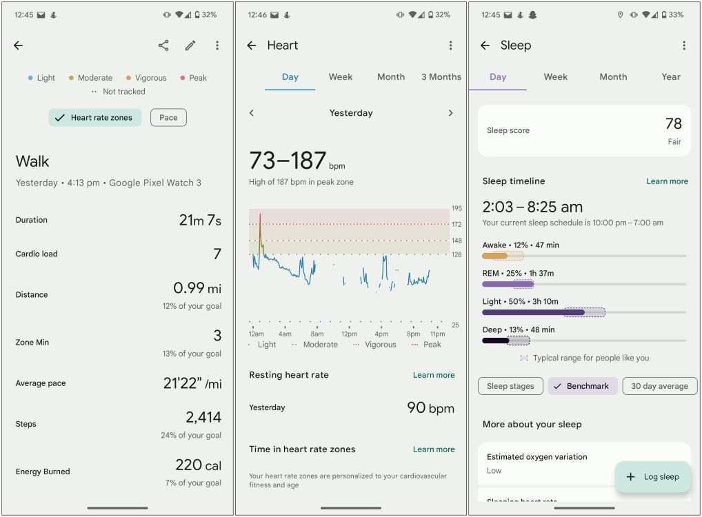 Health Data on Pixel Watch 3