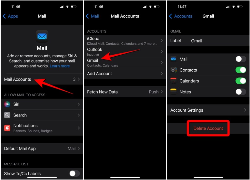 Log out of Gmail Using Mail App