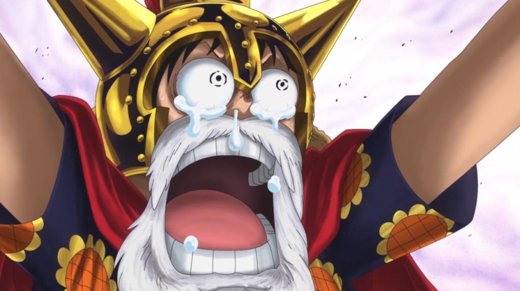 Luffy surprised by Sabo in Dressrosa arc