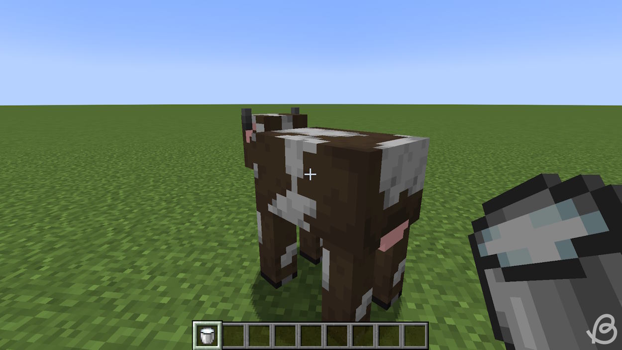 Milking a cow in Minecraft