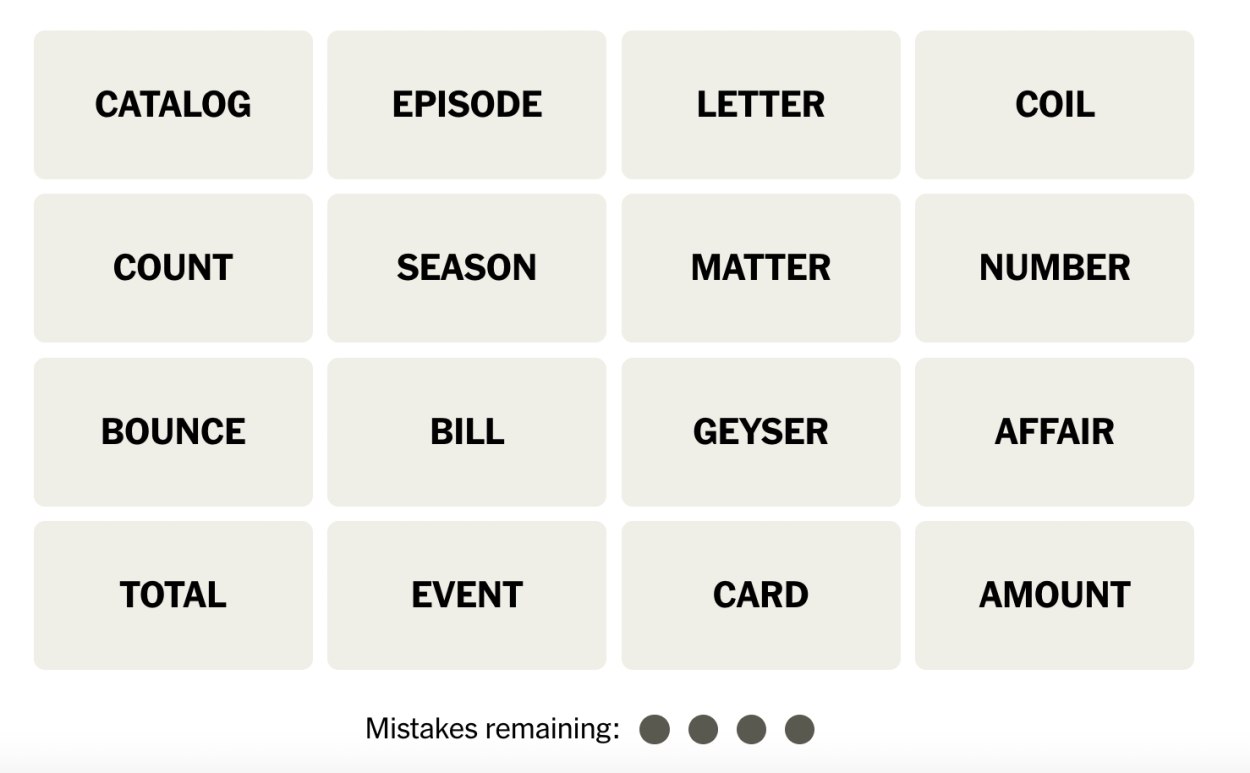 NYT Connections September 6 Grid