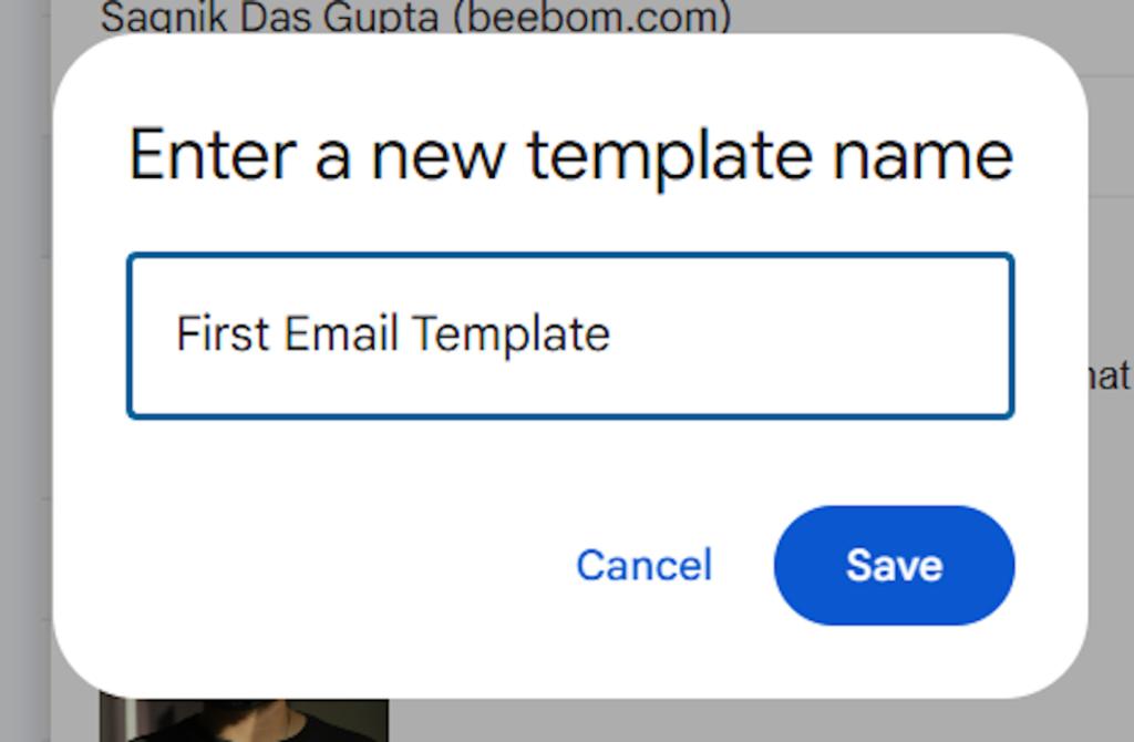 Naming email template on Gmail web