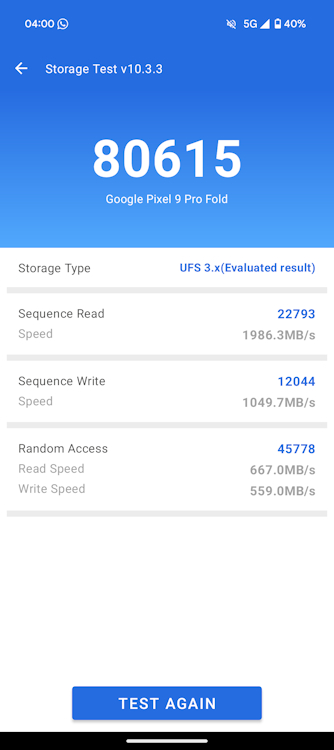 Pixel 9 Pro Fold AnTuTu Storage