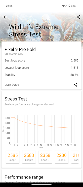 Pixel 9 Pro Fold Wild Life Extreme Stress Test