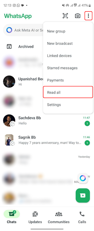 Read All feature on WhatsApp