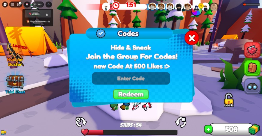 Roblox Hide and Sneak Codes