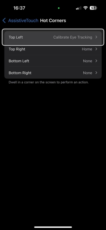 Set up hot corners on iPhone