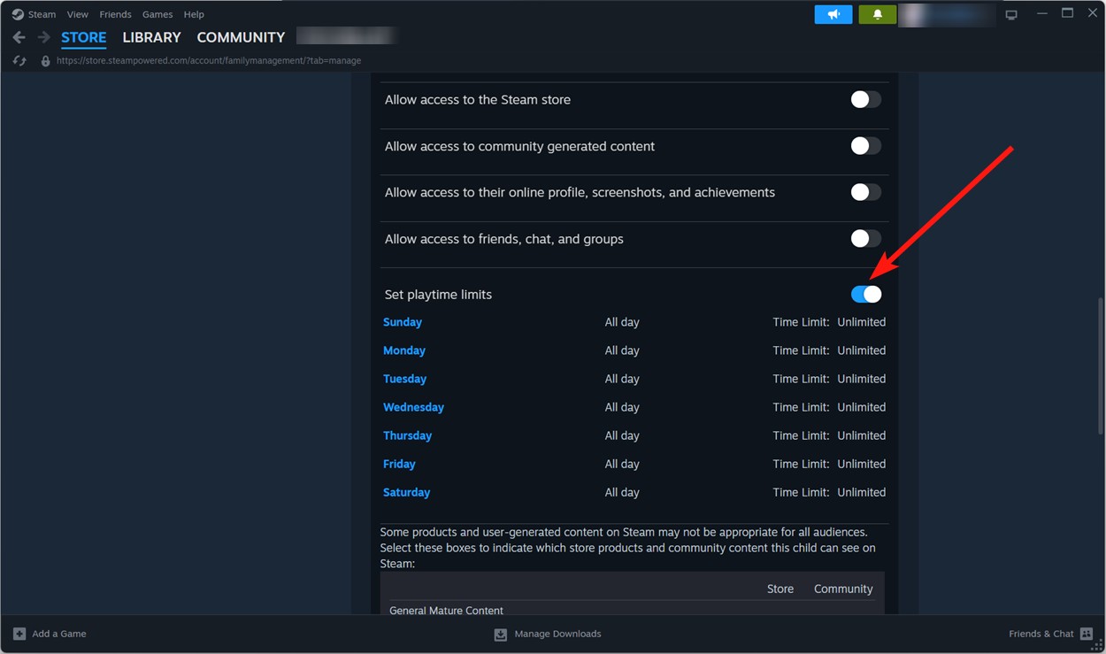 Set playtime limits