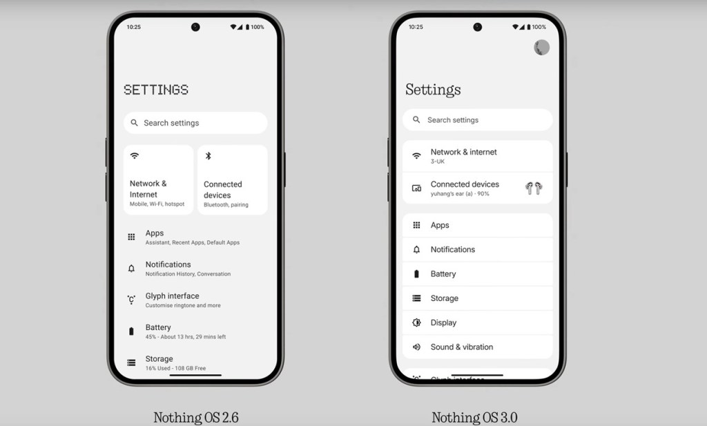 Settings app improvements