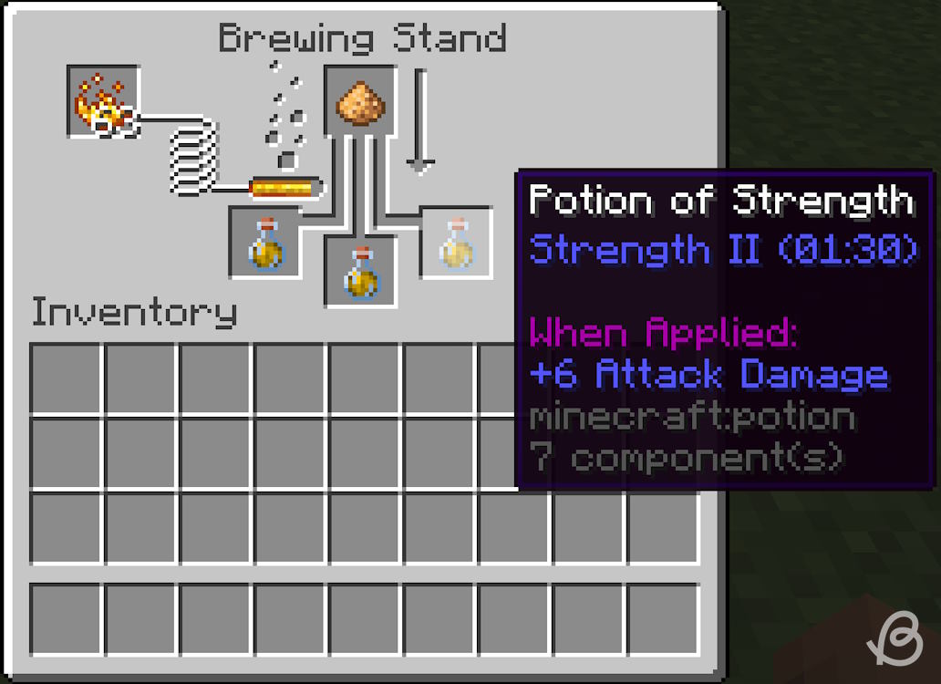 Strength potion 2 made with glowstone dust