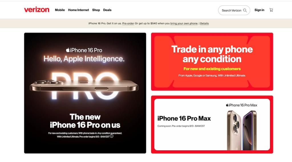 Verizon iPhone 16 pre-order deal