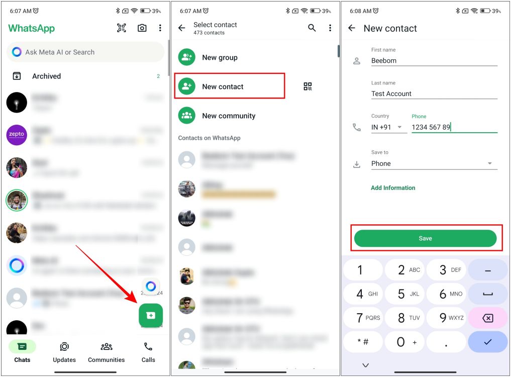 WhatsApp Add New Contact