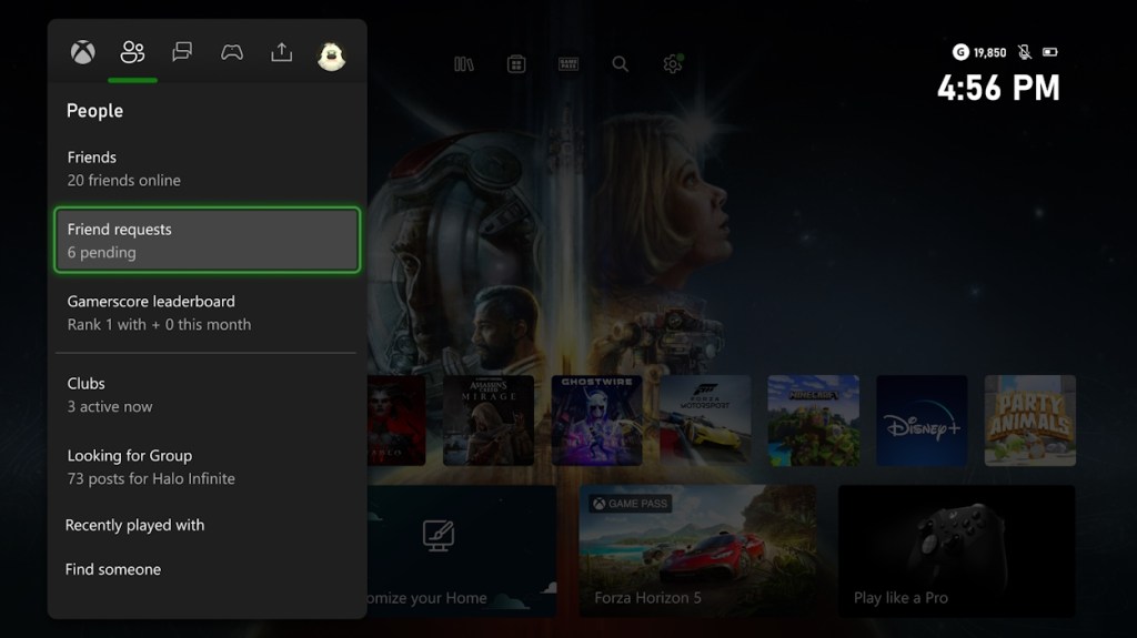 Xbox new Friend Request Tab