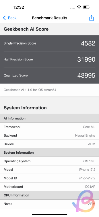 a18 pro geekbench ai score