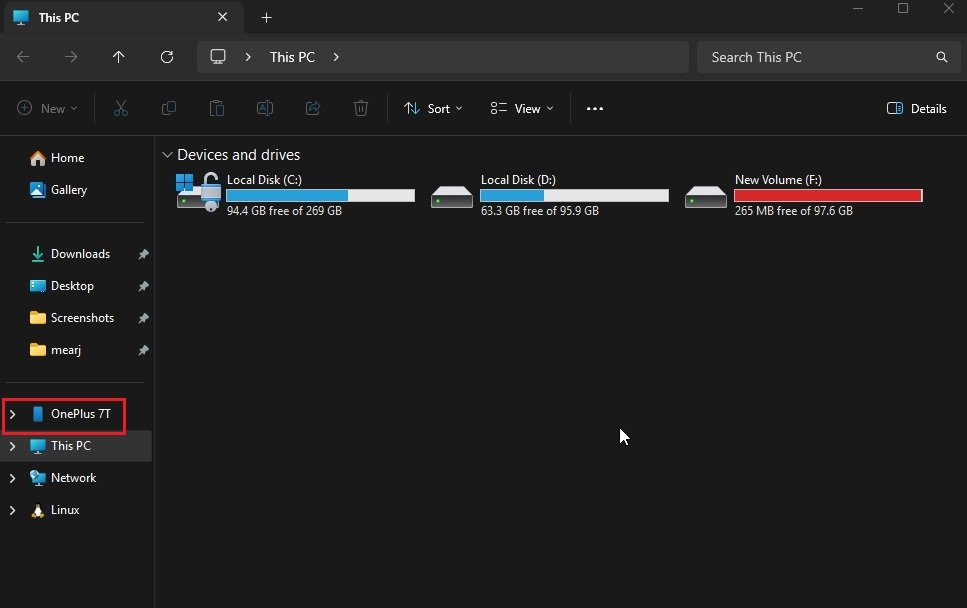 android phone storage in windows 11 file explorer