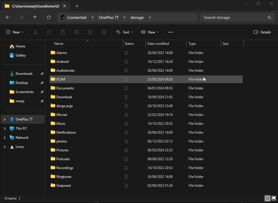 android storage on windows 11 file explorer