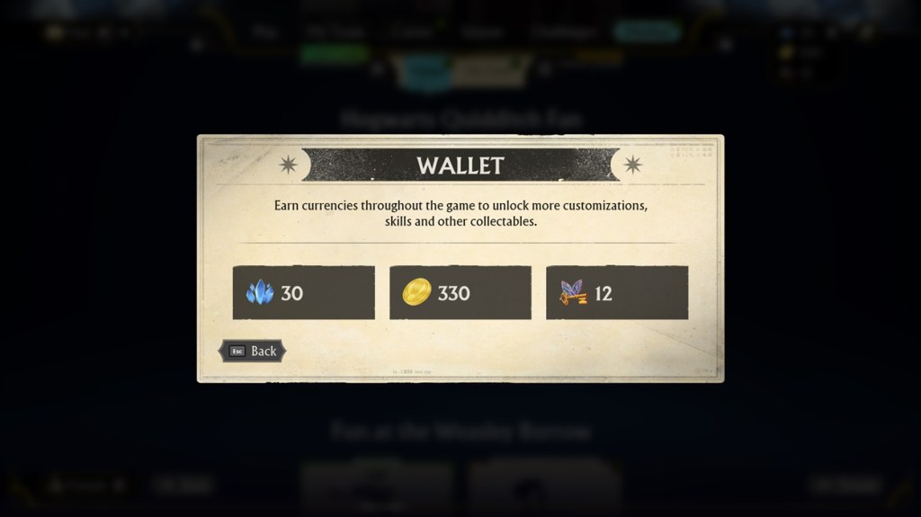 harry potter quidditch champions in-game currency