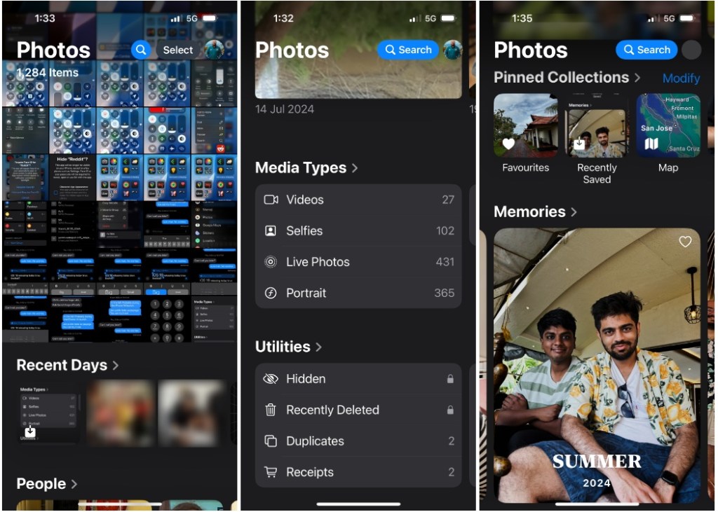 Redesigned Photos app on iOS 18